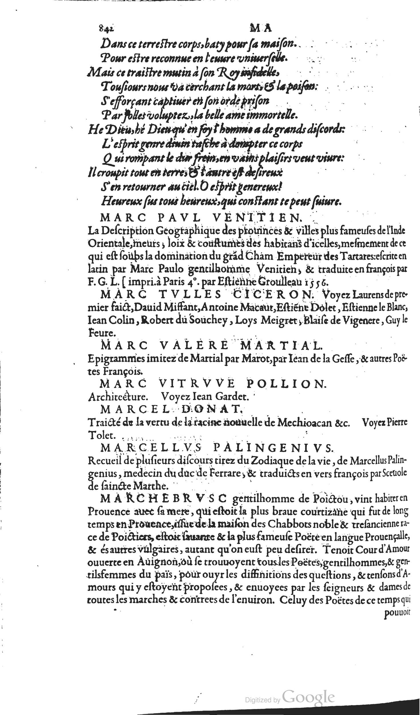 1585 - Barthélemy Honorat - Bibliothèques françaises - BSB Munich