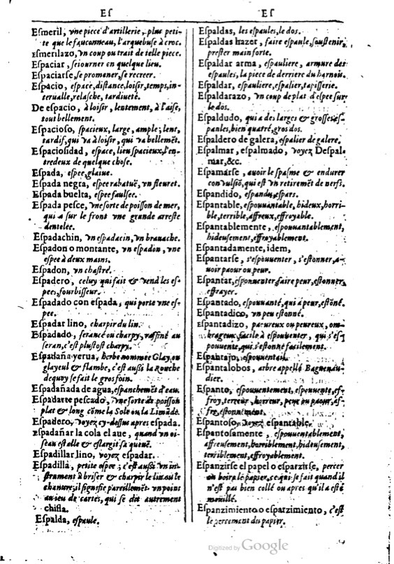 1616 - Veuve Marc Orry - Trésor des deux langues espagnole et française (Première et Seconde parties) - BM Lyon