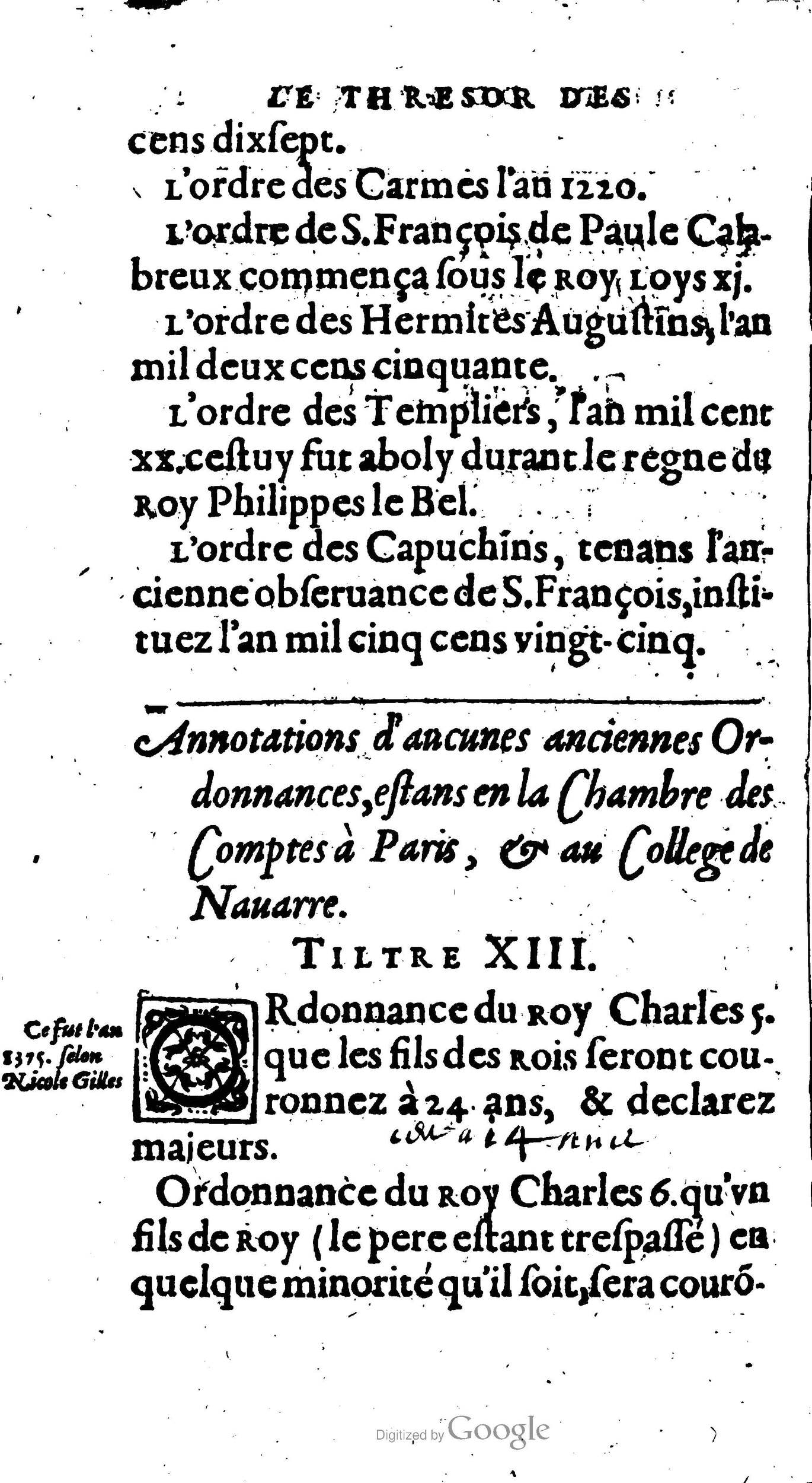 1604 - Galiot Corrozet - Trésor des histoires de France - BNC Florence