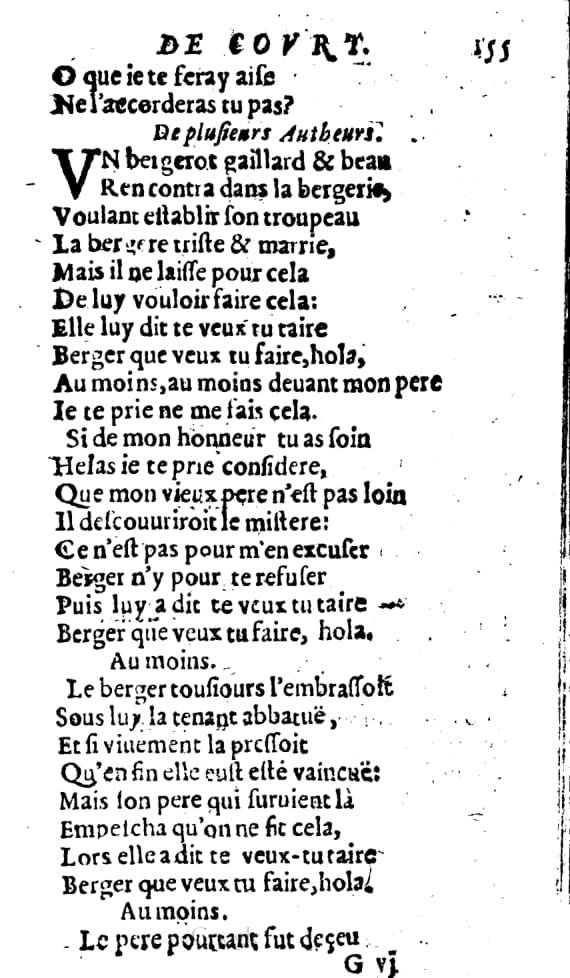 1606 - Théodore Reinsart - Trésor des chansons amoureuses recueillies des plus excellents airs de cour - Livre I - NK ČR Prague