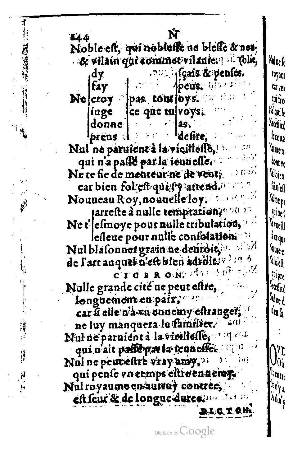 1582 - Nicolas Bonfons - Trésor des sentences dorées - BM Lyon