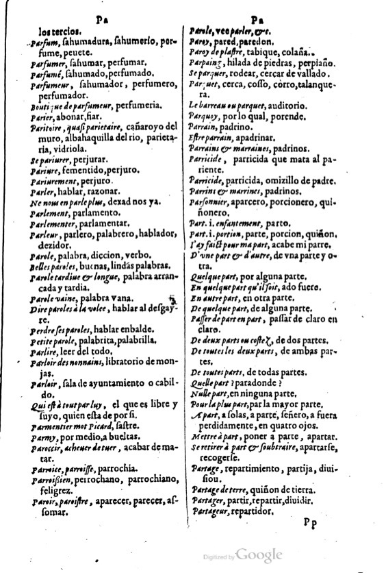 1621 - Adrian Tiffaine - Trésor des deux langues espagnole et française - BM Lyon
