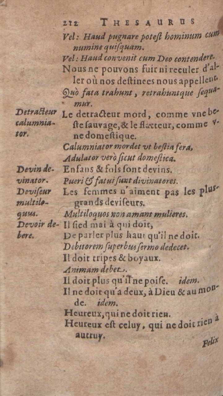 1612 - Dominicus Custos - Trésor des proverbes français  - Bibliopol-Olomuc
