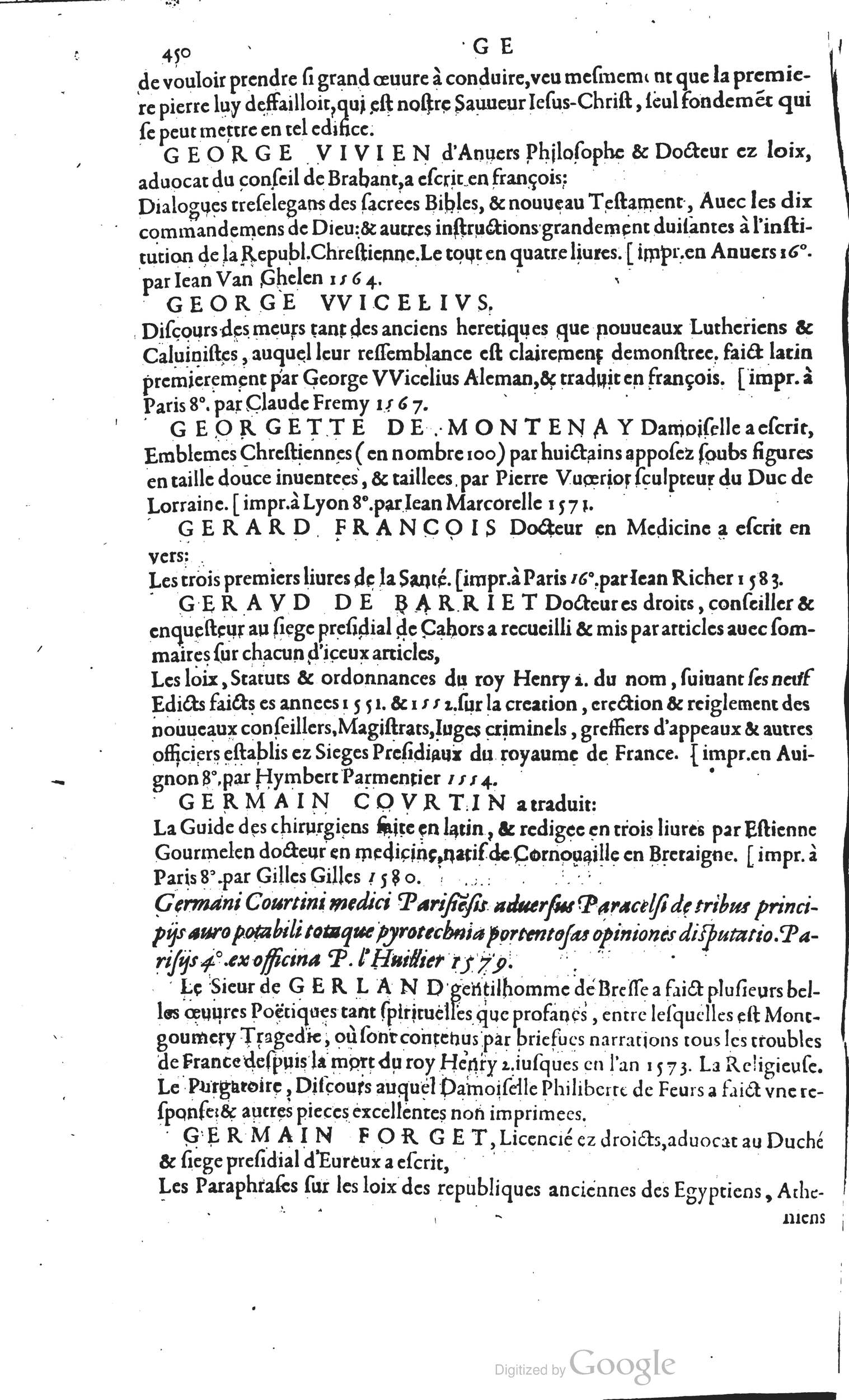1585 - Barthélemy Honorat - Bibliothèques françaises - BSB Munich