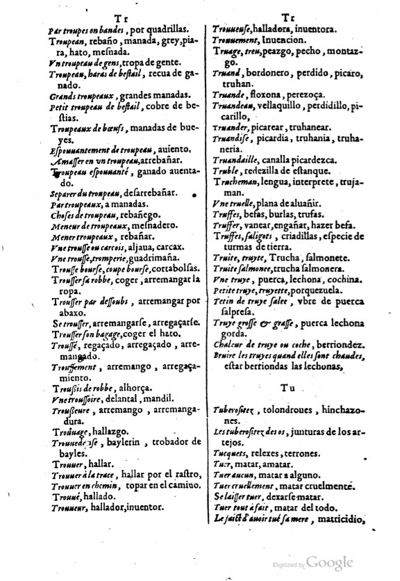 1621 - Adrian Tiffaine - Trésor des deux langues espagnole et française - BM Lyon
