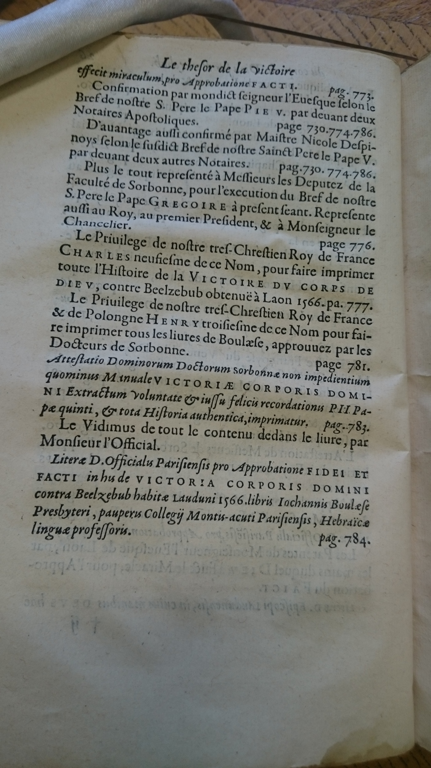 1578 - Nicolas Chesneau - Trésor et entière histoire de la triomphante victoire du corps de Dieu sur l’esprit malin - Douai Quincy