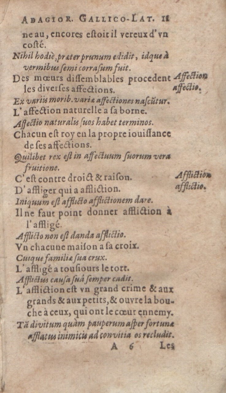1612 - Dominicus Custos - Trésor des proverbes français  - Bibliopol-Olomuc