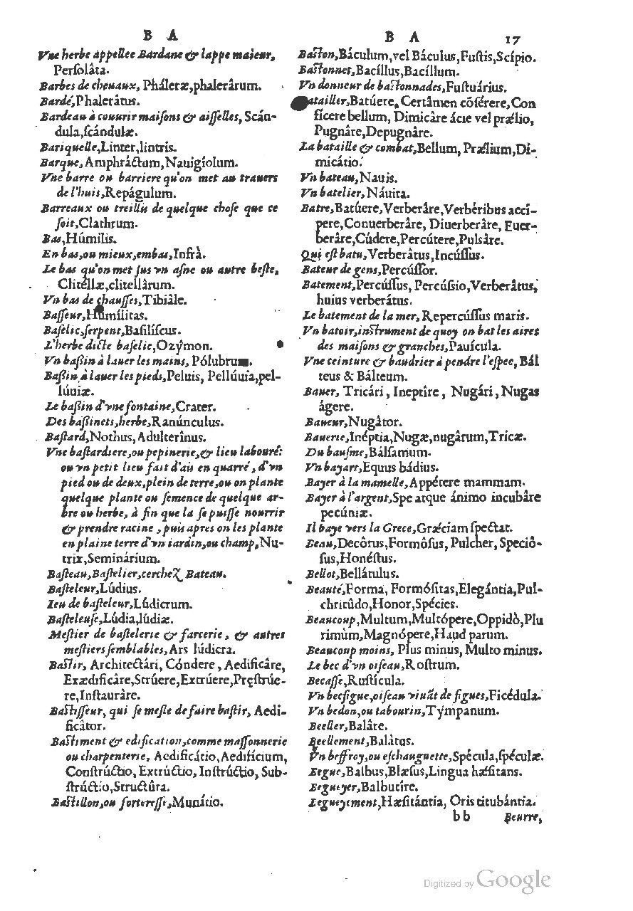 1558 - Guillaume Rouillé - Trésor des mots et traits français - BSB Munich