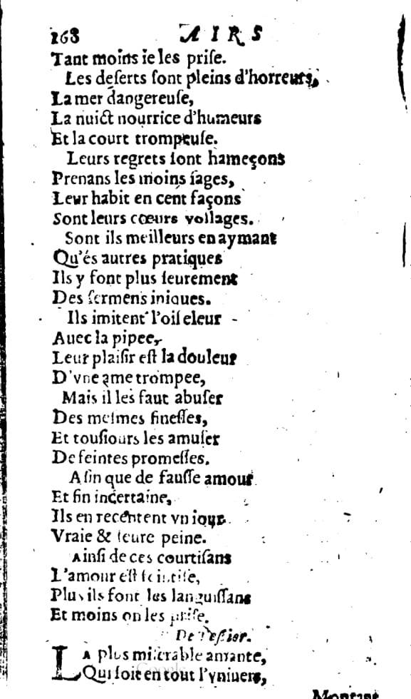 1606 - Théodore Reinsart - Trésor des chansons amoureuses recueillies des plus excellents airs de cour - Livre I - NK ČR Prague