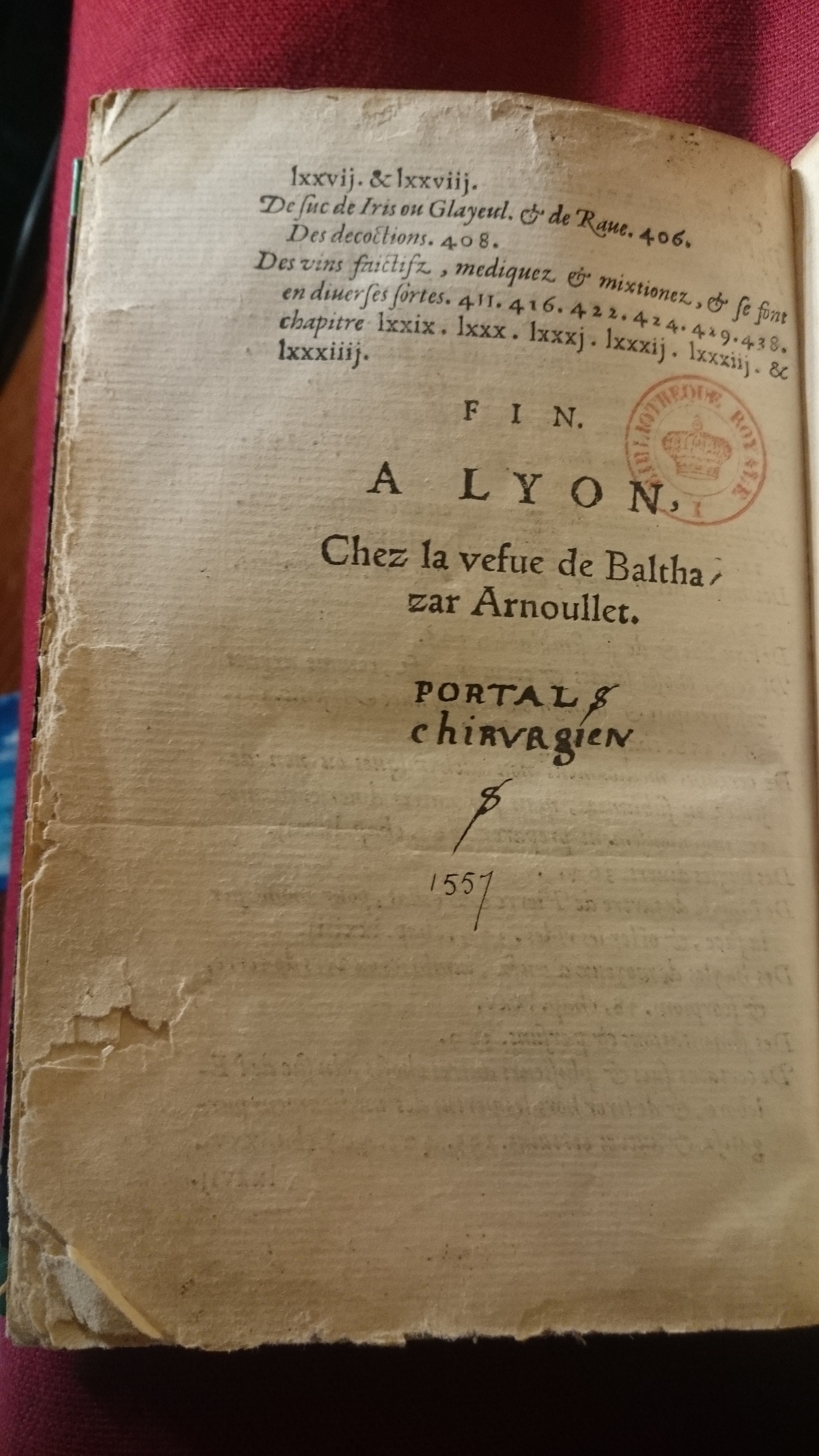 1557 - Veuve Balthazar Arnoullet - Trésor d’Évonyme Philiatre - BnF