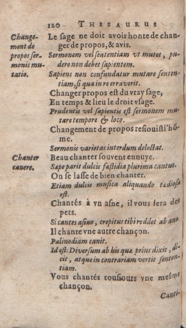 1612 - Dominicus Custos - Trésor des proverbes français  - Bibliopol-Olomuc