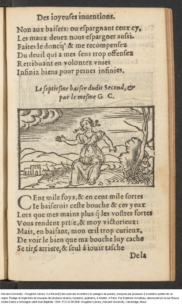 1554 - Étienne Groulleau - Trésor des joyeuses inventions du parangon de poésies - Harvard University