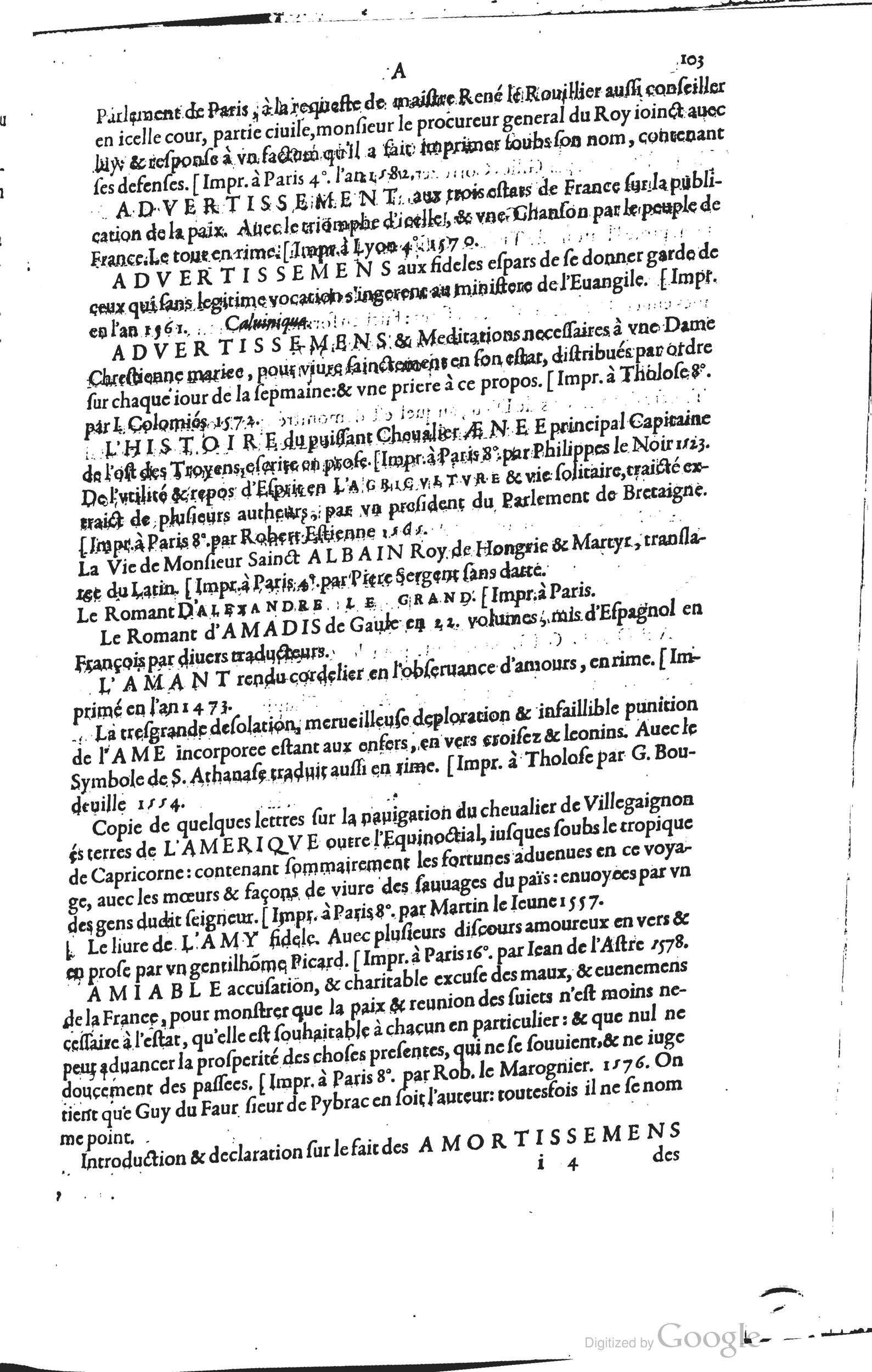 1585 - Barthélemy Honorat - Bibliothèques françaises - BSB Munich