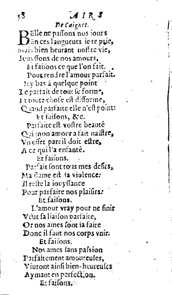 1606 - Théodore Reinsart - Trésor des chansons amoureuses recueillies des plus excellents airs de cour - Livre I - NK ČR Prague