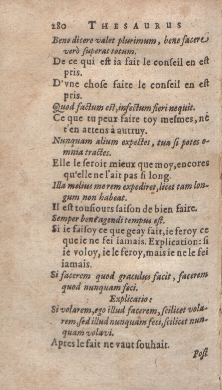1612 - Dominicus Custos - Trésor des proverbes français  - Bibliopol-Olomuc