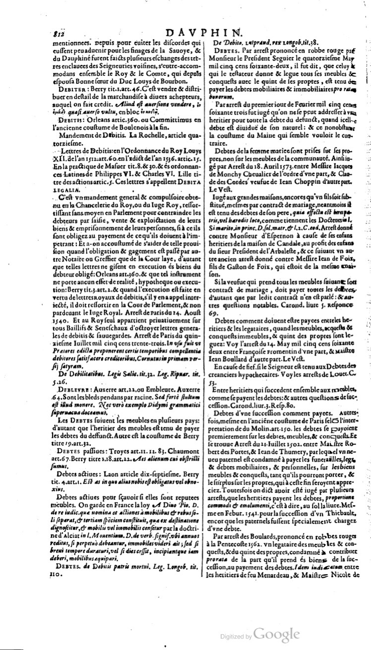 1629 - Veuve Nicolas Buon - Trésor du droit français (21754 T. 1) - BM Lyon