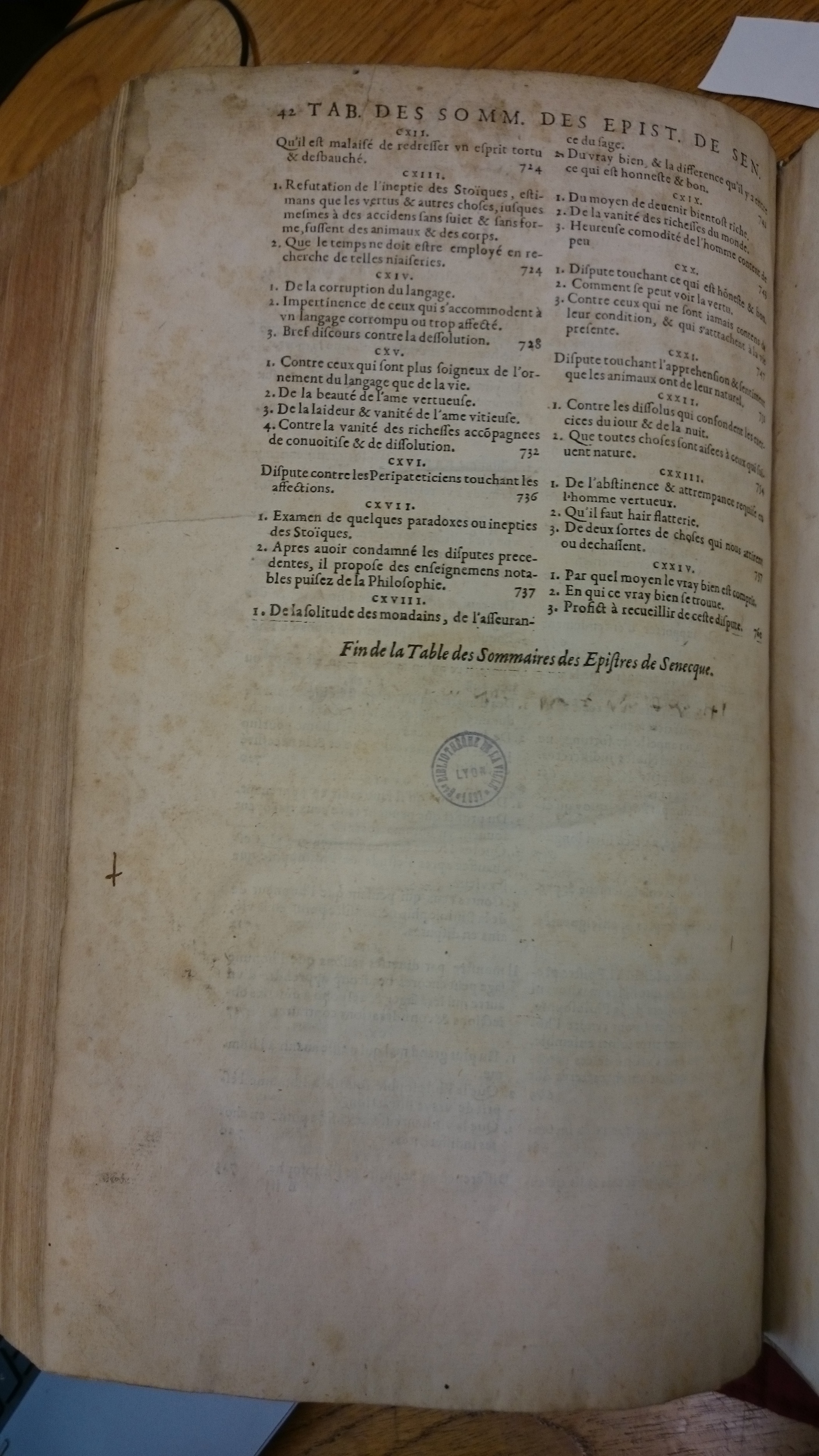 1598 - Jean Houzé - Œuvres morales et mêlées de Sénèque, Trésor de philosophie morale - BM Lyon