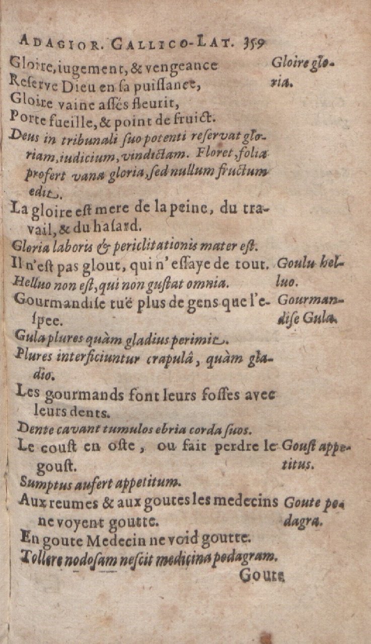 1612 - Dominicus Custos - Trésor des proverbes français  - Bibliopol-Olomuc