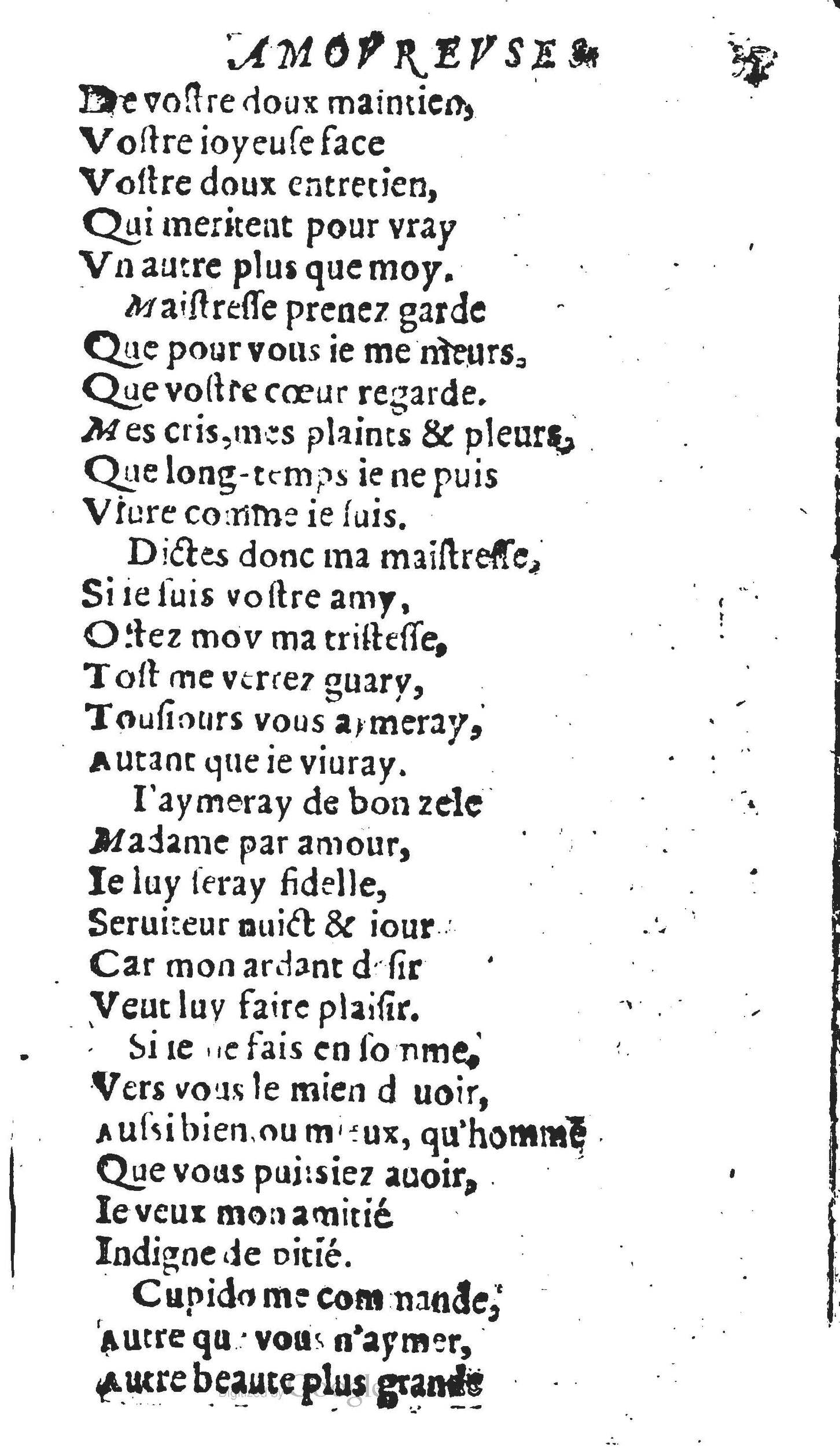 1606 - Théodore Reinsart - Trésor des chansons amoureuses recueillies des plus excellents airs de cour - Livre II - NK ČR Prague