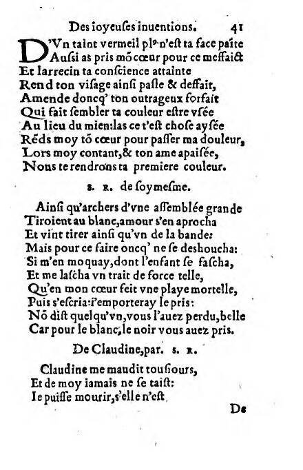 1556c. - Étienne Denise - Trésor des joyeuses inventions du parangon de poésies - ÖNB Vienne