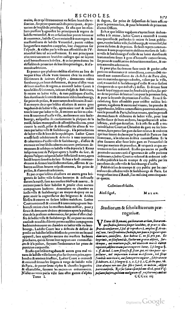 1629 - Veuve Nicolas Buon - Trésor du droit français (29620 T. 1) - BM Lyon