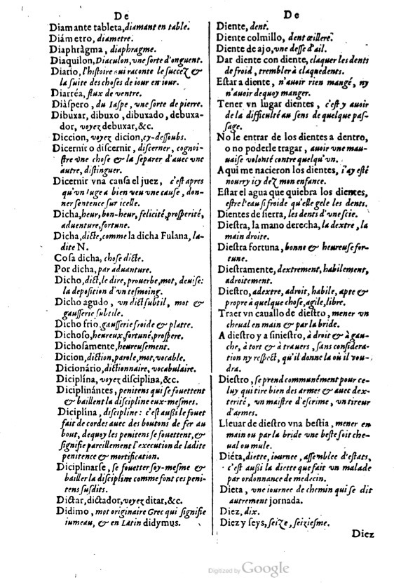 1621 - Adrian Tiffaine - Trésor des deux langues espagnole et française - BM Lyon