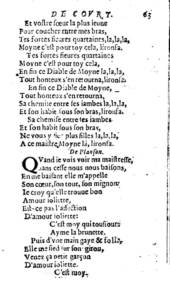 1606 - Théodore Reinsart - Trésor des chansons amoureuses recueillies des plus excellents airs de cour - Livre I - NK ČR Prague