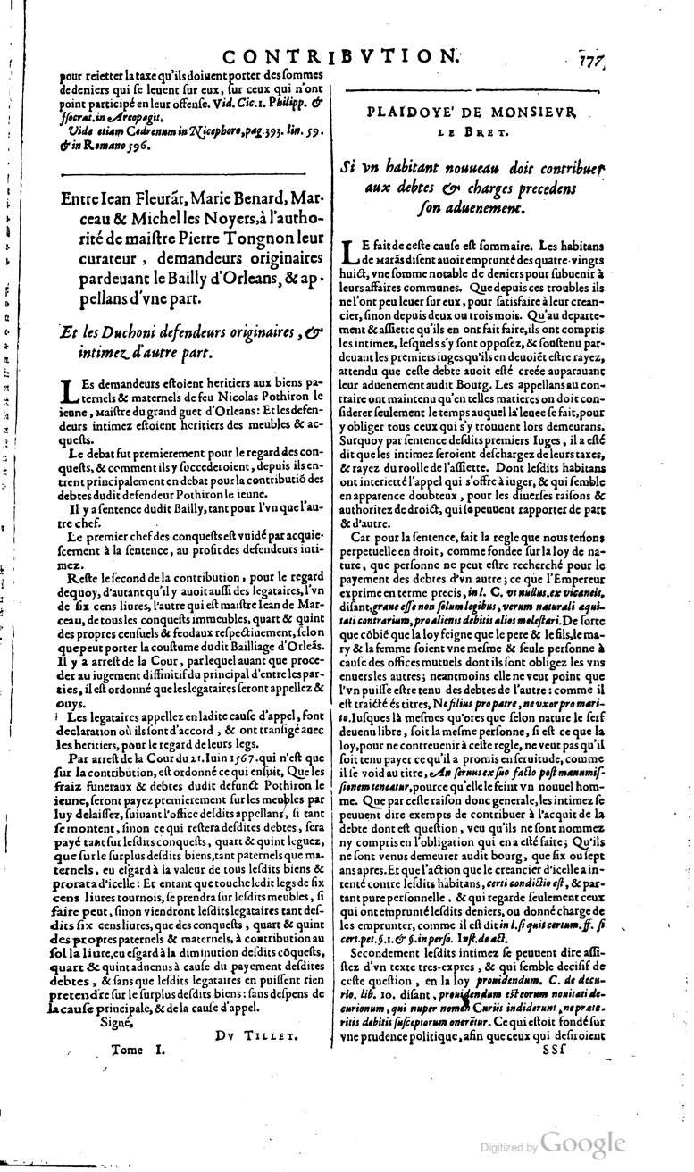 1629 - Veuve Nicolas Buon - Trésor du droit français (29620 T. 1) - BM Lyon