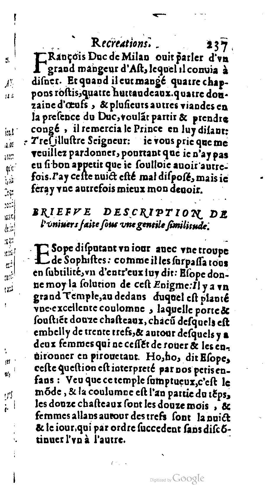 1611 - Romain de Beauvais - Trésor des récréations - BM Lyon