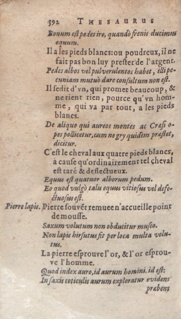 1612 - Dominicus Custos - Trésor des proverbes français  - Bibliopol-Olomuc