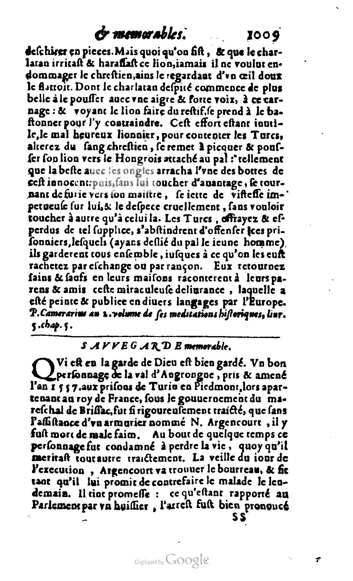 1620 - Samuel Crespin - Trésor d’histoires admirables et mémorables - BCU Lausanne