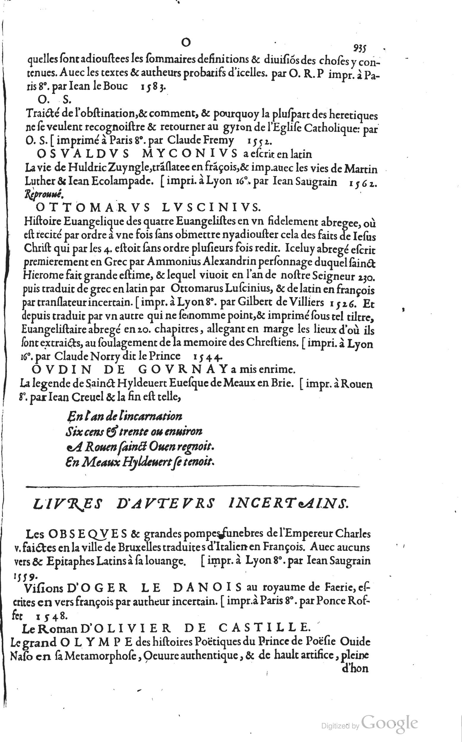 1585 - Barthélemy Honorat - Bibliothèques françaises - BSB Munich