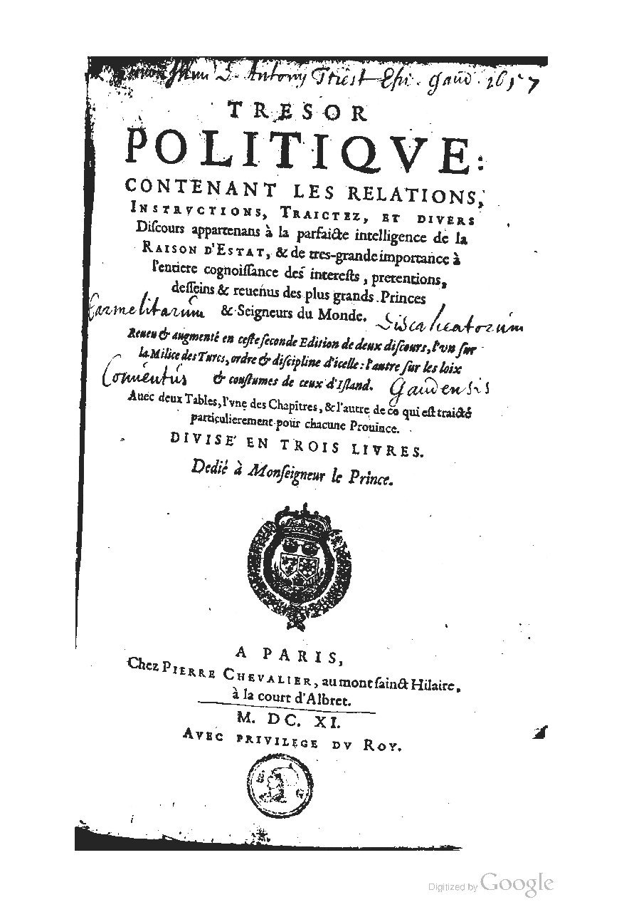 1611 - Pierre Chevalier - Trésor politique - UGent 1611 - Pierre Chevalier - Trésor politique - UGent