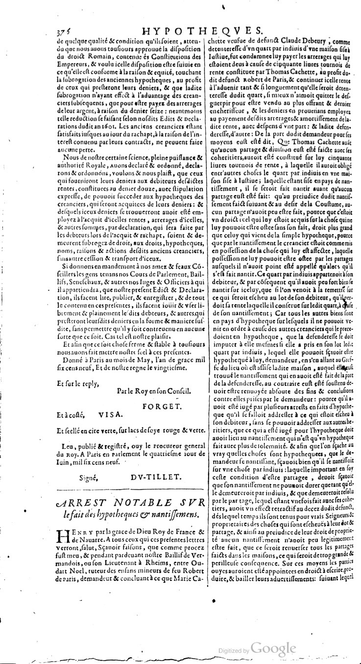 1629 - Veuve Nicolas Buon - Trésor du droit français (29620 T. 2) - BM Lyon