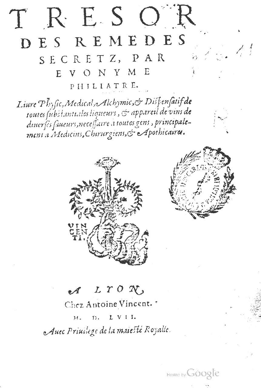 1557 - Antoine Vincent - Trésor d’Evonyme Philiatre - UC Madrid