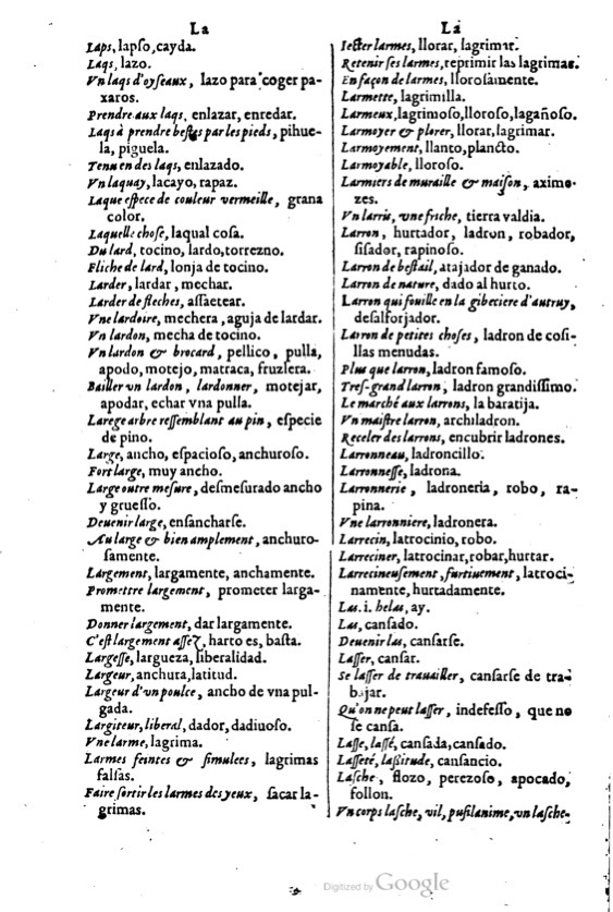 1621 - Adrian Tiffaine - Trésor des deux langues espagnole et française - BM Lyon