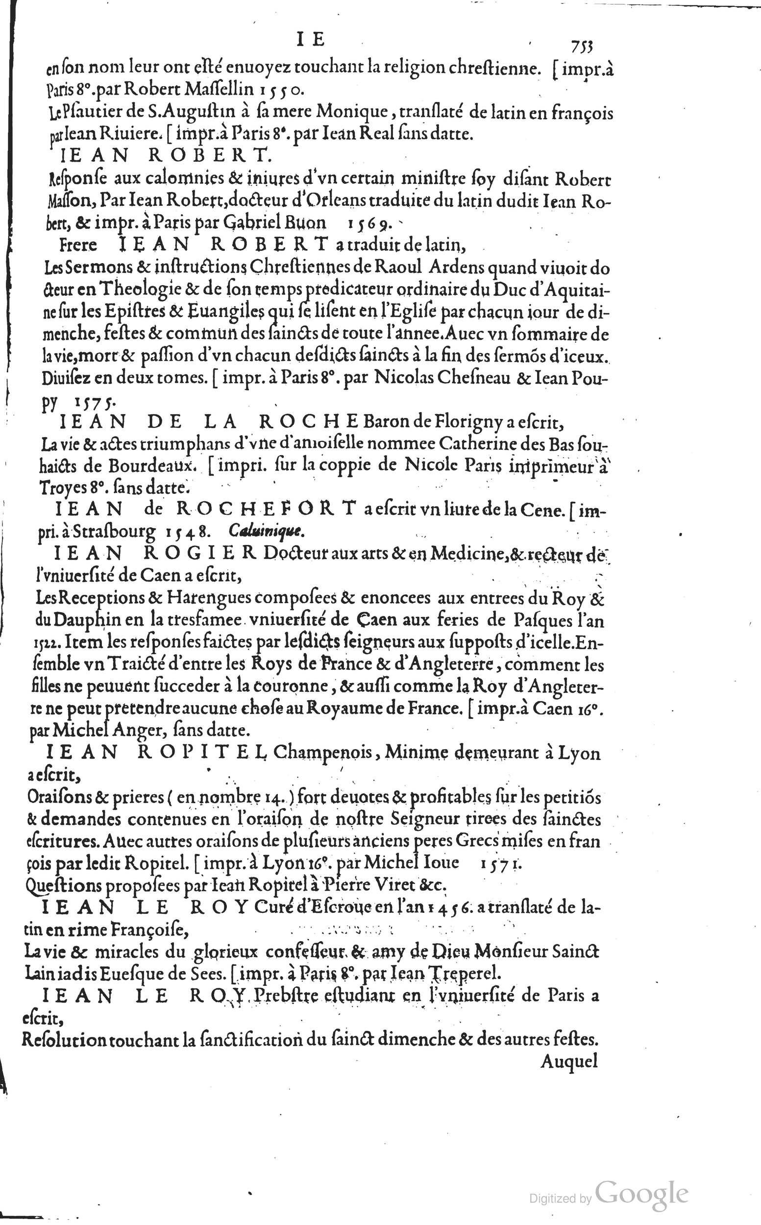 1585 - Barthélemy Honorat - Bibliothèques françaises - BSB Munich
