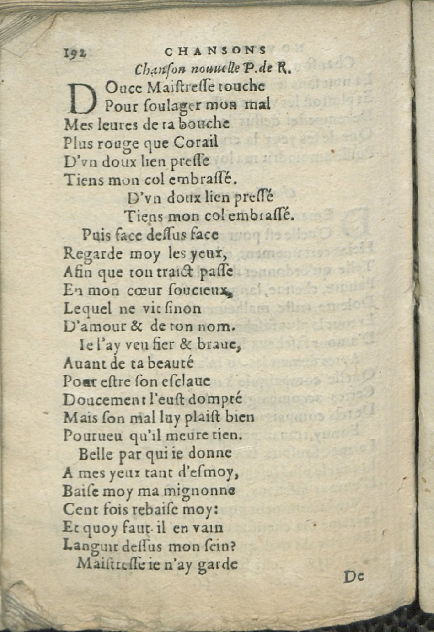 1575 - Pierre Brenouzet - Trésor de tous les recueils de chansons, tant amoureuses, rustiques, que musicales - Det KLG Copenhague