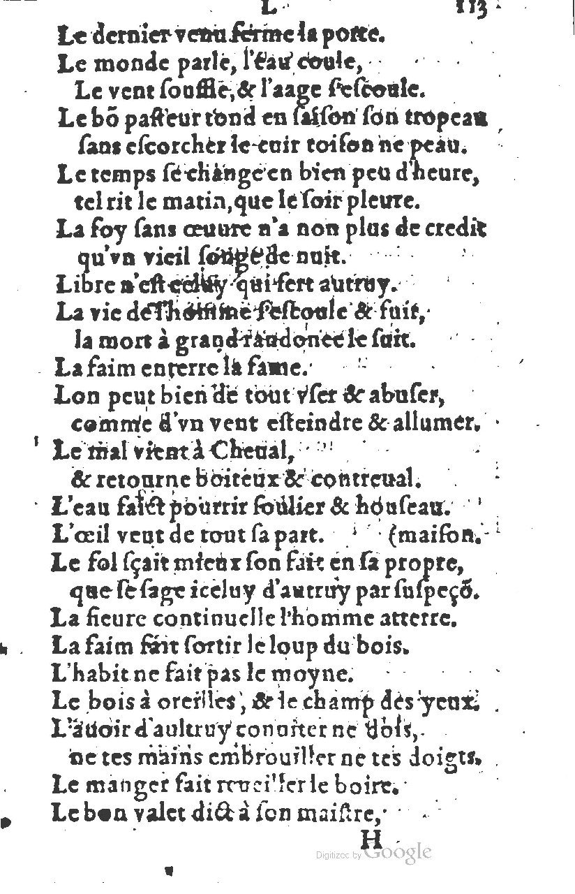 1581 - Nicolas Bonfons  - Trésor des sentences dorées - Princeton