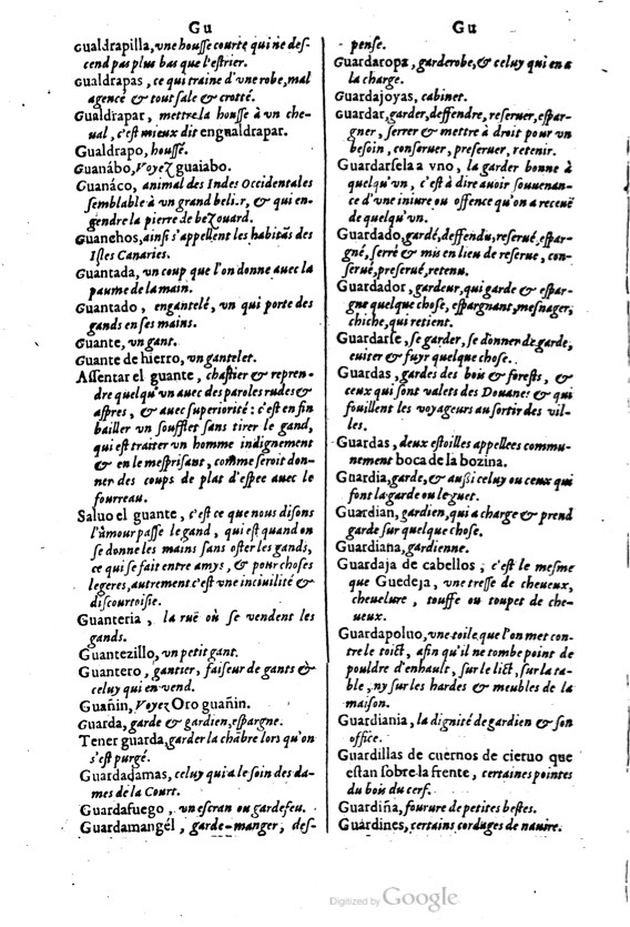 1621 - Adrian Tiffaine - Trésor des deux langues espagnole et française - BM Lyon