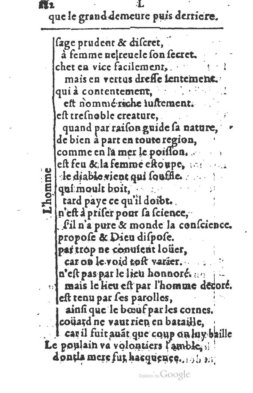 1581 - Nicolas Bonfons  - Trésor des sentences dorées - Princeton