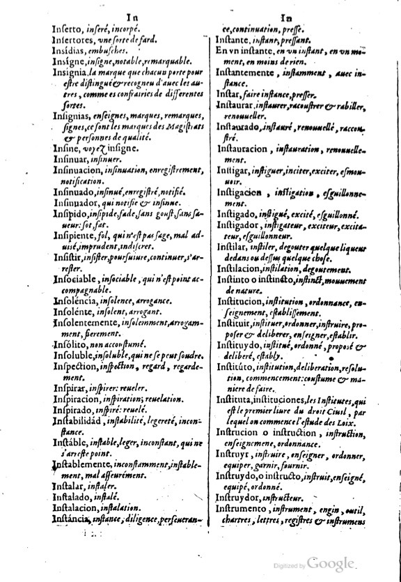 1621 - Adrian Tiffaine - Trésor des deux langues espagnole et française - BM Lyon