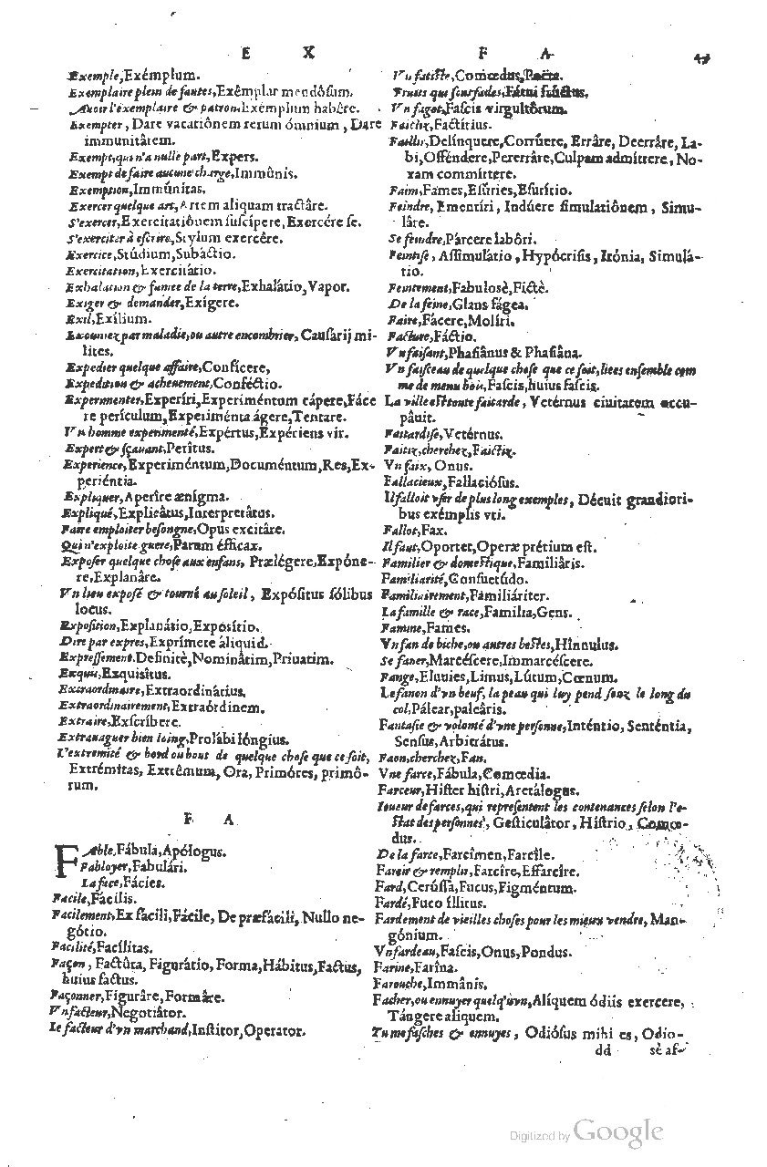 1585 - Simphorianum Beraud et Stephanum Michaëlem - Trésor des mots et traits français - Barcelone
