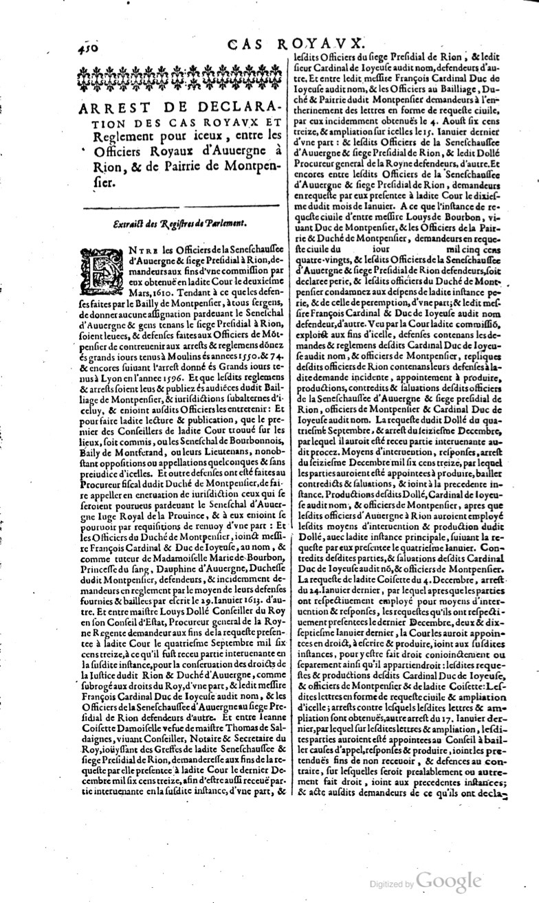 1629 - Veuve Nicolas Buon - Trésor du droit français (29620 T. 1) - BM Lyon