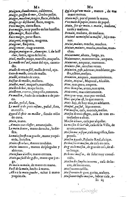 1621 - Adrian Tiffaine - Trésor des deux langues espagnole et française - BM Lyon