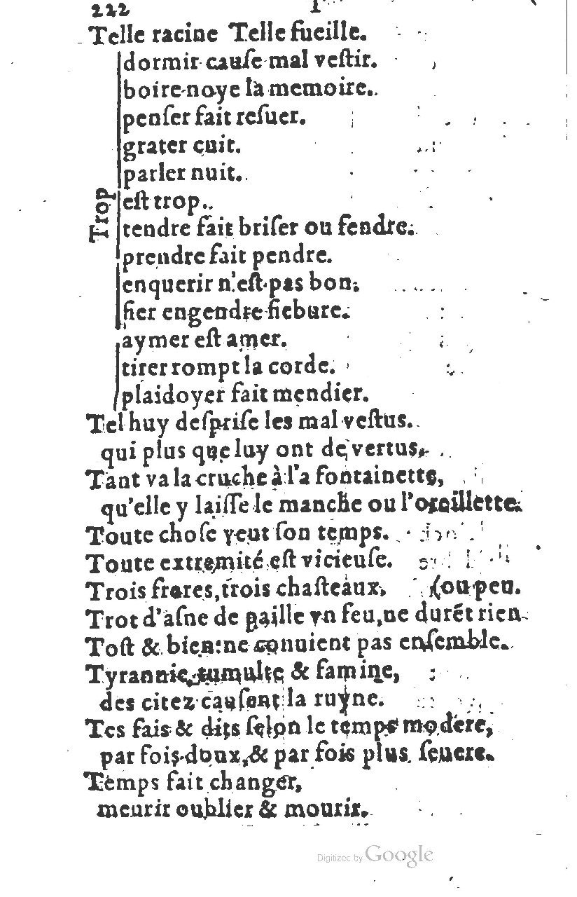 1581 - Nicolas Bonfons  - Trésor des sentences dorées - Princeton