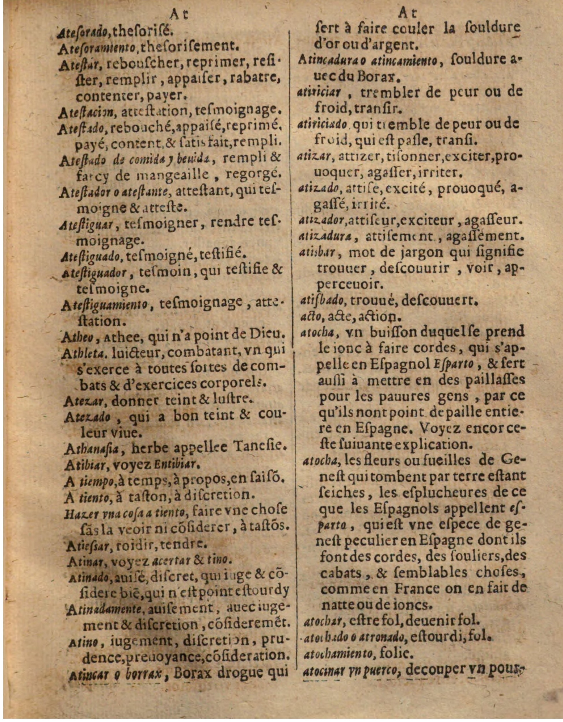 1625 - Hubert Antoine - Trésor des deux langues espagnole et française - Augsbourg
