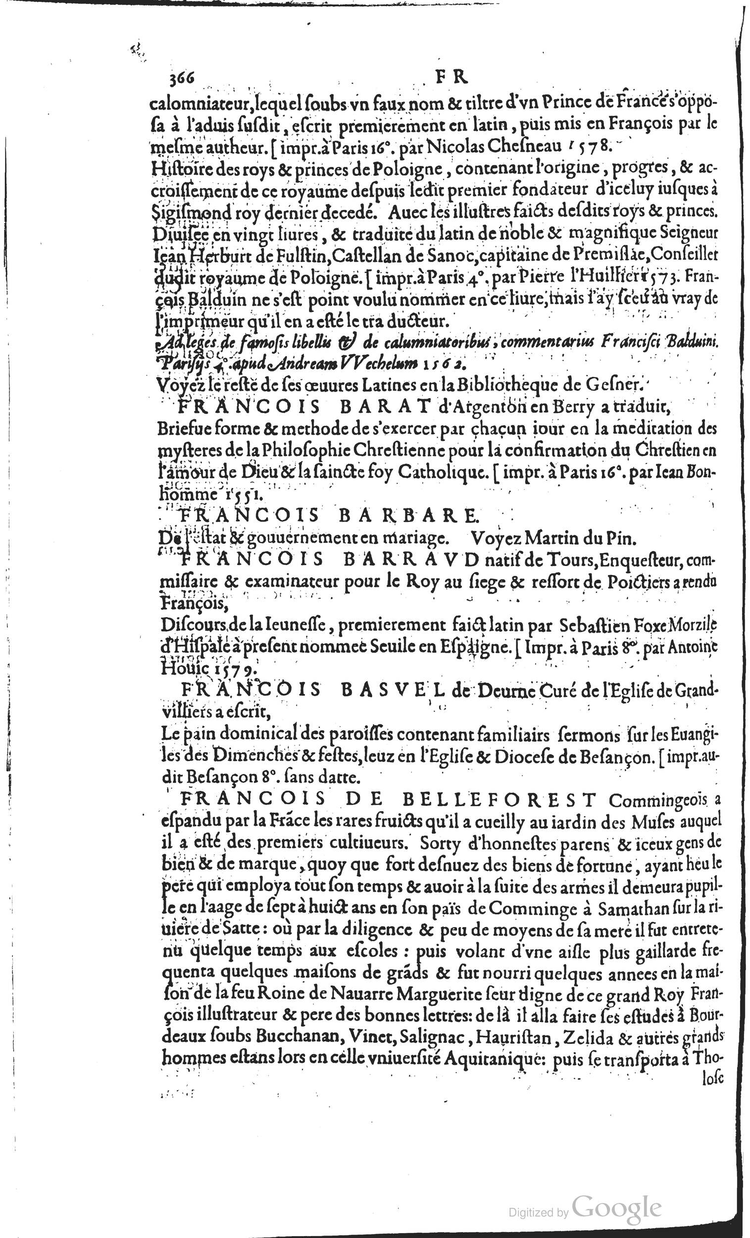 1585 - Barthélemy Honorat - Bibliothèques françaises - BSB Munich