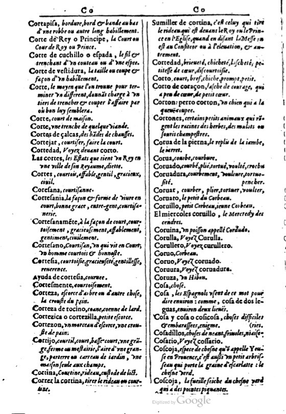 1616 - Veuve Marc Orry - Trésor des deux langues espagnole et française (Première et Seconde parties) - BM Lyon