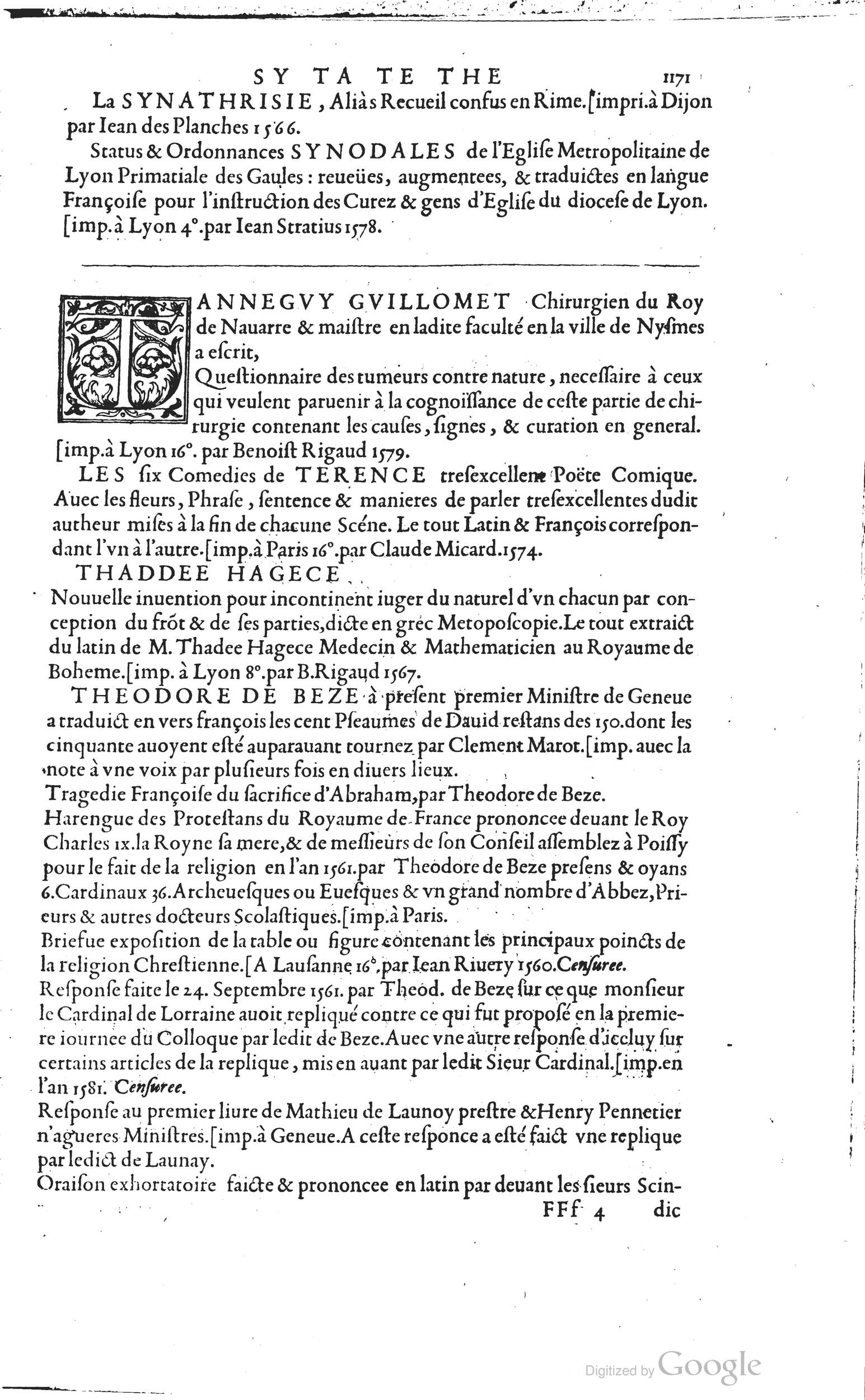 1585 - Barthélemy Honorat - Bibliothèques françaises - BSB Munich